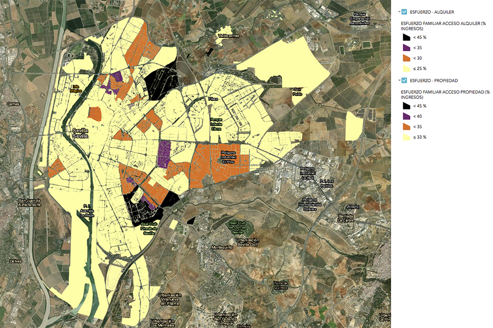 Aplicación web sobre el esfuerzo económico familiar para el acceso a la vivienda en Sevilla.